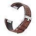 bayite Leather Replacement Bands for Fitbit Charge 2, Stone Pattern Brown