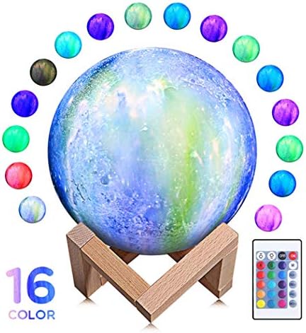 DSHBY Moon Light, 3D Printed Moon Lamp 16 LED Colors Moon Light Lamps Night Lights,Remote & Touch Control, Dimmable, Color Changing, Night Light Lamp,15CM