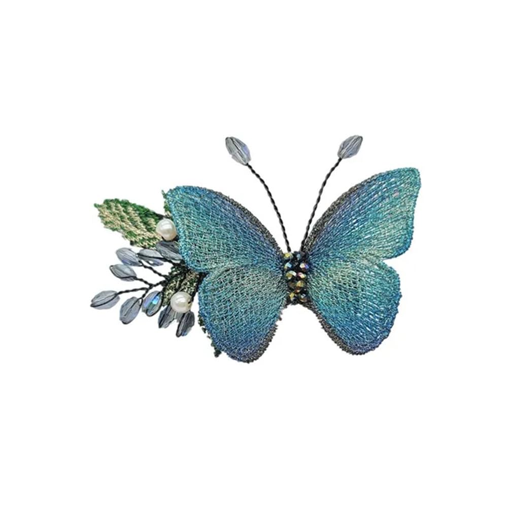Yangzerang Butterfly Hair Clips for Girls Women - Blue Cute Duckbill Slides, Glitter Barrettes, Alligator Clip for Teens - Elegant Jewelry Accessories Gift