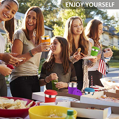 Stainless Steel Cups, Supkiir Metal Drinking Tumblers with Silicone Lids&Sleeves, Unbreakable Light Drinking Cups For Kids/Adults, Set of 5 Metal Cups for Coffee Beer Milk Wine -BPA Free