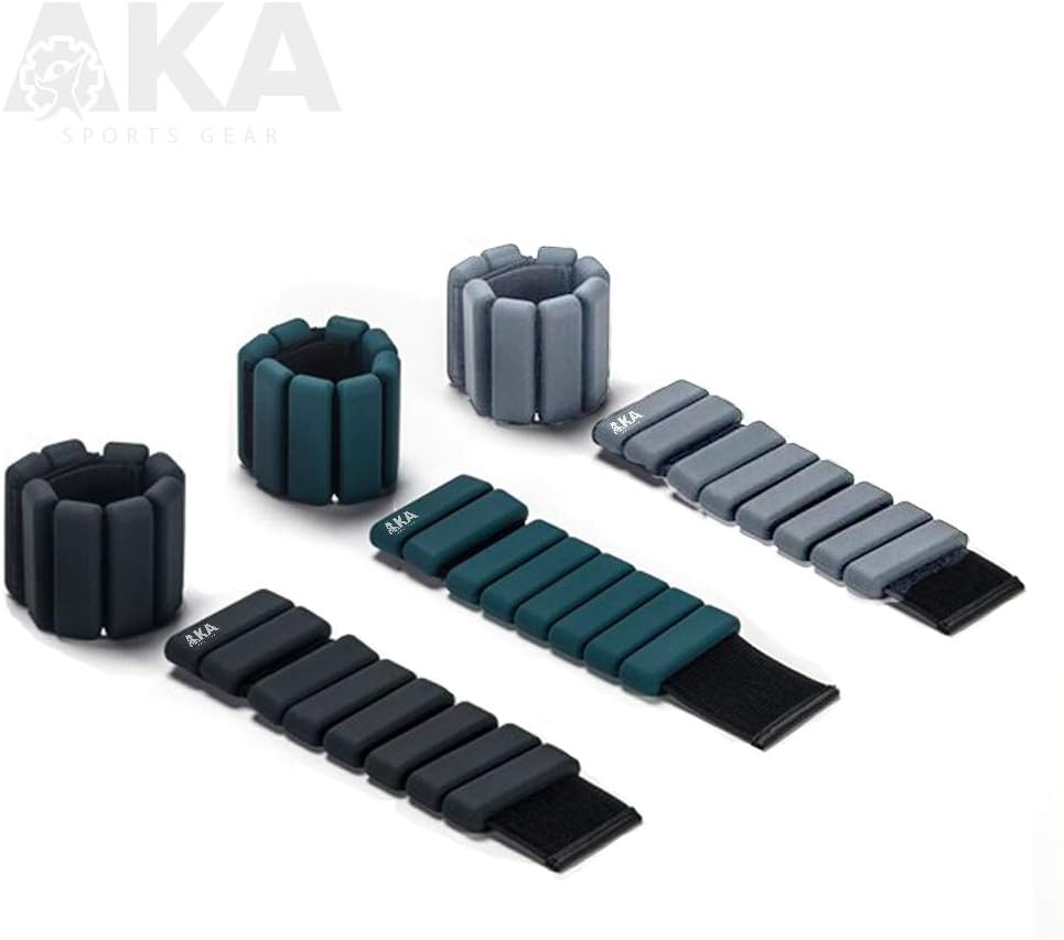 AKA Adjustable Durable Silicone Wrist Weights Bracelets Set Ankle & Wearable Weight for Fitness, Exercise, Walking, Jogging, Aerobics, Yoga.1 Pound Each, 2 Per Set