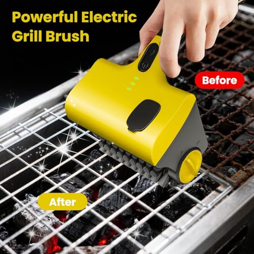 Electric Grill Brush for Outdoor, Cordless Rechargeable Automatic Grill Cleaner with Water & Cleaning Solution Tank, IPX7 Waterproof BBQ Grill Brush for Grill Grates