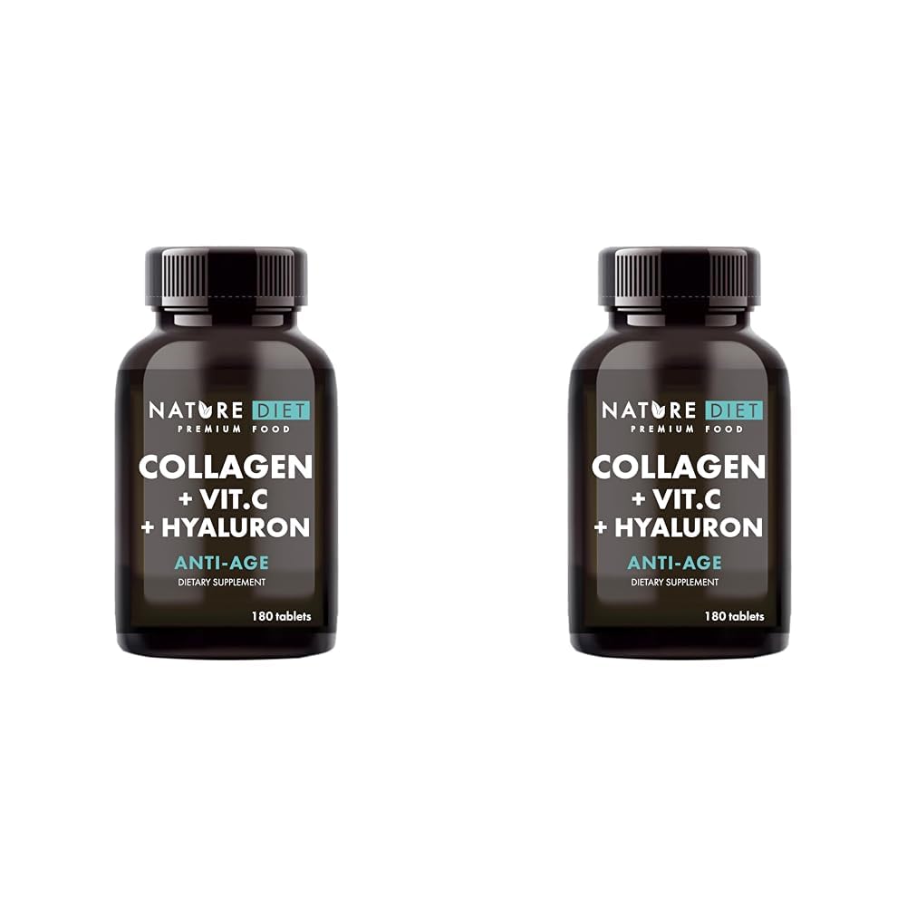 Nature Diet - Collagen with Hyaluronic Acid and Vitamin C, 180 Tablets, 500 mg, Anti Ageing, Hydrolyzed Collagen (Pack of 2)