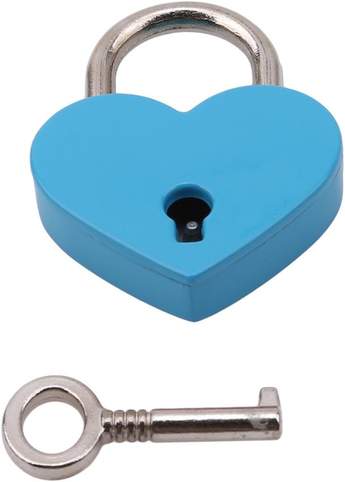 VWH Vintage Style Personalized Heart-Shaped Padlock Luggage Travel Suitcase Lock Valentines Wedding Gifts(Blue)