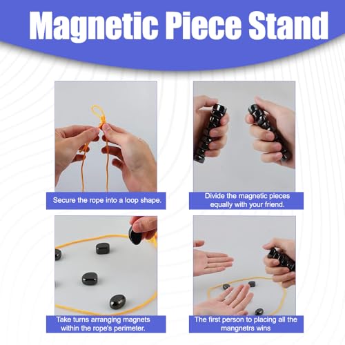 Magnetic Chess Game with 20 Stones and Rope – Portable Educational Magnetic Strategy Set, Party & Travel Game for Ages 9+, Chess Party Supplies for Family Gathering and Travel
