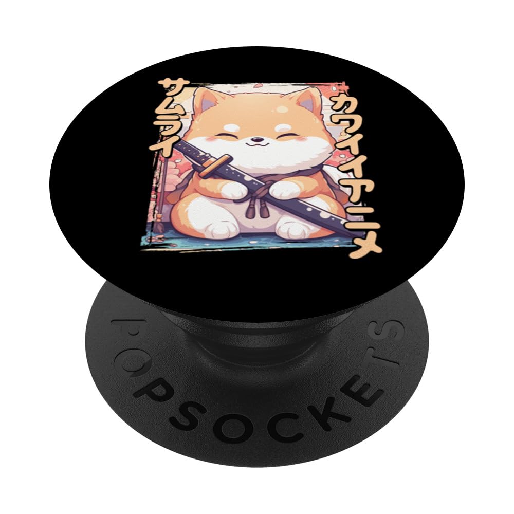 Neko Samurai Shiba Inu Dog PopSockets Swappable PopGrip
