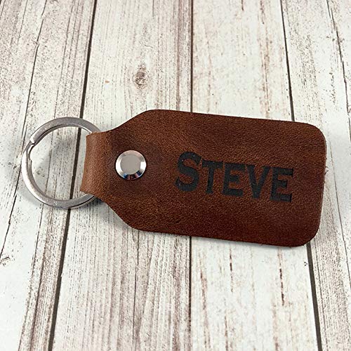 Personalised Name - Message Leather Genuine keyring - Luggage Tag - Anniversary
