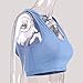 Women Fashion Hooded Sport Vest Sleeveless Tank Tops Solid Slim Fit Crop Tops (S, Blue)