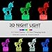 Unicorn Gifts, 3D Night Light Projection LED Lamp Baby Nursery Nightlight for Kids Room Home Decor Xmas Birthday Gifts with Remote Control 16 Color Changing