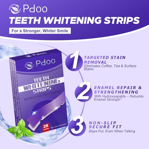 Purple Teeth Whitening Strips 28 Count - 14 Days Treatment Whitener Strips with Non Slip & Enamel Safe & Non Sensitive, Teeth Whitening Kit for Coffee, Wine Stains Removal Fastly (28 Strips - Purple)