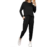 ZenWear Women's Fall 2 Piece Sweatsuits Lounge Outfit Long Sleeve Crewneck Pullover Tops High Waisted Pants Set Tracksuit
