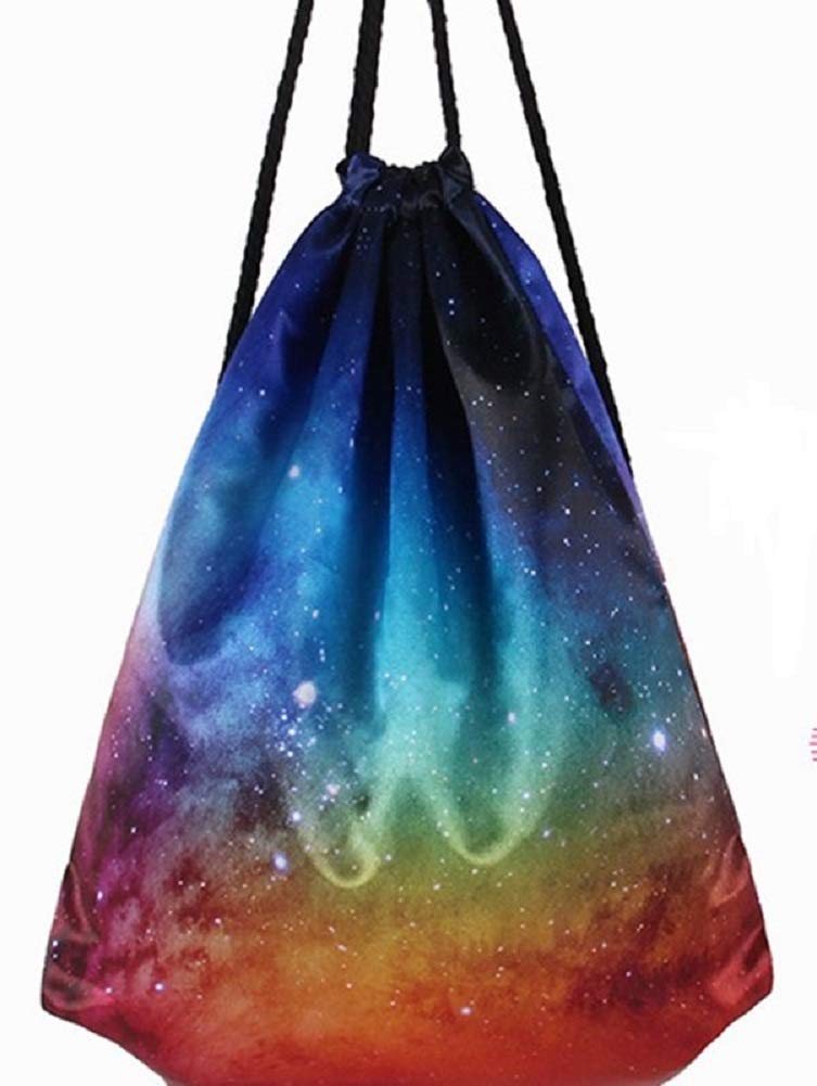 Lightweight Galaxy Drawstring Swimming Bag Sport Gym Sack Bag Backpack for Women Girls School Travel (Blue1)