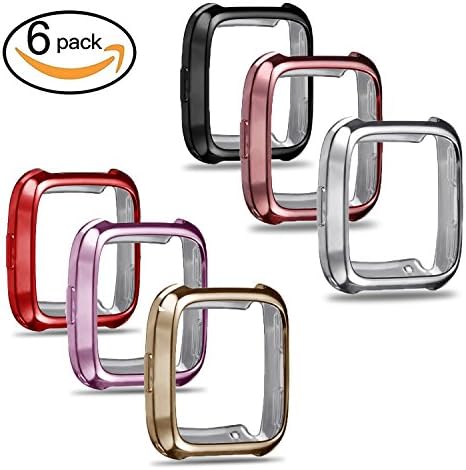 Lilycase Fitbit Versa Case, Scratch-resistant Soft Flexible TPU Plated Lightweight Protective Protector bumper Full Protection Shell Cover for Fitbit Versa Smart Fitness Watch-(All Colors)