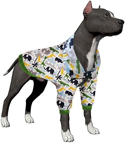 LovinPet Large Dog Shirt Post Surgery Wear Dog Clothes Elephant Cotton Large Dog Pajamas Summer large Dog Shirt For Pitbull Labrador Retriever Boxer (Please Read Description)