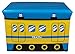 Yellow & Blue Train Collapsible Storage Organizer by Clever Creations | Storage Box Folding Storage Ottoman for Your Bedroom | Perfect Size Storage Chest for Books, Shoes & Games