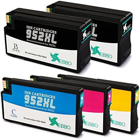 EBBO High Yield 952XL Remanufactured ink cartridges replacement for HP 952 ink (2 Black 1 Magenta 1 Yellow 1 Cyan), used in HP OfficeJet Pro 8710 8720 8740 7740 8216 8730 8715 7720 8725 8702 Printer
