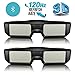 ExquizOn 3D Glasses 2 Packs 120Hz Active Shutter Rechargeable Lightweight for All Ultra-Clear Hd Ready Bluetooth 3D TV Sony, Panasonic, Sharp, Toshiba, Mitsubishi, Samsung