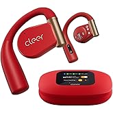 Cleer ARC 3 Sports Pro Open Ear Headphones - Dolby Audio, Snapdragon Sound True Wireless Earbuds,40Hr Battery, Bluetooth 5.4, IPX7,Heart Rate Tracking,Wireless Charging Smart Case, Comfort Fit, Red