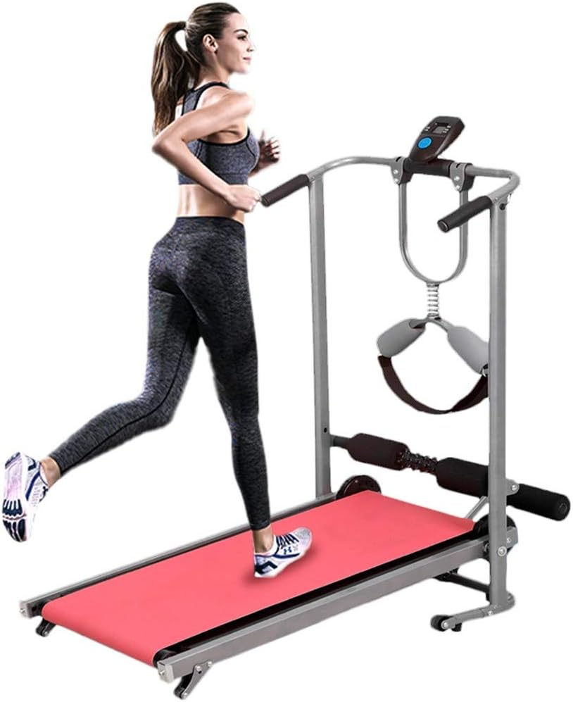 Junesummer Folding Silent Treadmill Mechanical Walking Machine,Non-Electric Treadmill,Double Folding Shock Running, Supine, Twisting, Massage Four-in-one Mechanical Treadmill