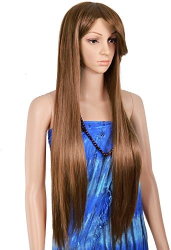Krodi Long Straight Anime Cosplay Wigs ,Full Hair Replacement Heat Resistant Fiber Wig ,Brown