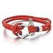 Mens Women Steel Screw Anchor Shackles Red Nautical Sailor Rope Cord Braided Wrap Bracelet Wristband