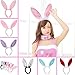 Plush Bunny Ears Headband, Pack of 6 Hairbands in Assorted Colors for Party Decoration Accessories Party Favors ,Cosplay, Birthdays, Halloween, Baby Showers, Everyday Wear,Fits Adults and Children
