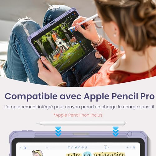 FINTIE Case for iPad Air 11 Inch M4/M3/M2 (2026/2025/2024) and iPad Air 5/4 10.9 Inches (2022/2020) – [Stylus Holder] Clear Transparent Shockproof Case, Lilac