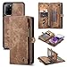 AKHVRS Galaxy S20+ Plus Wallet Case, Handmade Premium Cowhide Leather Wallet Case,Zipper Wallet Case [Magnetic Closure] Detachable Magnetic Case & Card Slots for Samsung Galaxy S20+ Plus - Brown