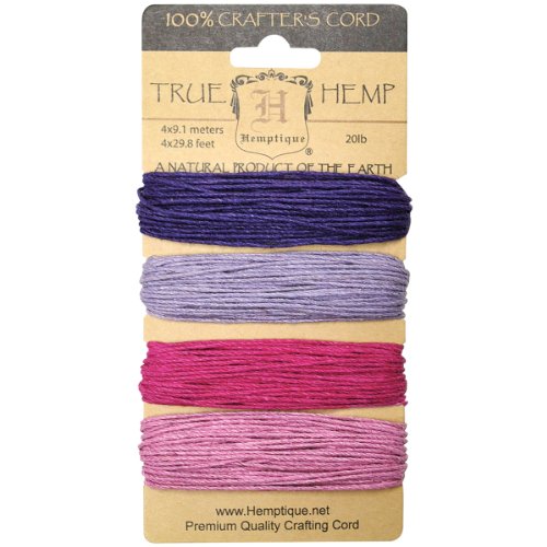 Hemptique HC20-BB Hemp 20-Pound Cord, Berry Bar, 120-Feet