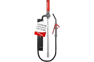 TERA PUMP Portable Battery Powered Gas Transfer Pump (2.4 GAL/MIN) Liquid Transfer Pump with 10ft Discharge Hose, Quick Stop Nozzle & Adjustable Intake for Gas, Diesel, DEF