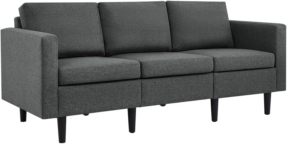 Yaheetech 3 Seater Modern Fabric Sofa Couch Grey Upholstered Settee for Compact