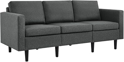 Yaheetech 3 Seater Modern Fabric Sofa Couch Grey Upholstered Settee for Compact