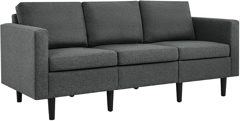 Yaheetech 3 Seater Modern Fabric Sofa Couch Grey Upholstered Settee for Compact