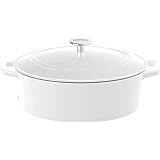 Cuisinart 7 Quart. Oval Cast Iron Casserole, Glossy White