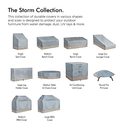 VonHaus Air Conditioning Cover, Square - ‘The Storm Collection’ Premium Heavy Duty Waterproof Outdoor Protection - Slate Grey with Beige Trim (34 x 34 x 30 inches) - Thumbnail 3