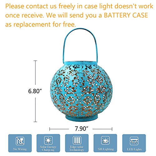 Solar Lantern Hanging Garden Outdoor Lights Metal Waterproof LED Table Lamp Decorative