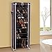SONGMICS 10-Tier Shoe Tower Rack with Cover 27-Pair Space Saving Shoe Storage Organizer Dark Brown URXJ10Z