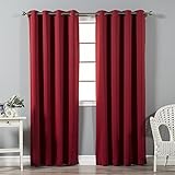 Best Home Fashion Thermal Insulated Blackout Curtains - Antique Bronze Grommet Top - Cardinal Red - 52