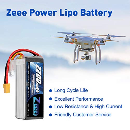 Zeee 6S Lipo Akku 22,2V 50C 2200mAh RC Batterie mit XT60 Stecker für RC Auto Truck Flugzeug Heilikopter Boot RC Hobby (2… – Bild 3
