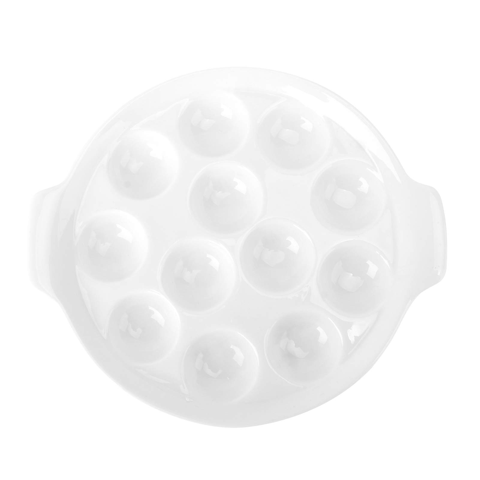 Holibanna 12 Holes Ceramic Snail Dish White Porcelain Snail Plate with Handles Easy Clean Mushroom Escargot (10 Inch)