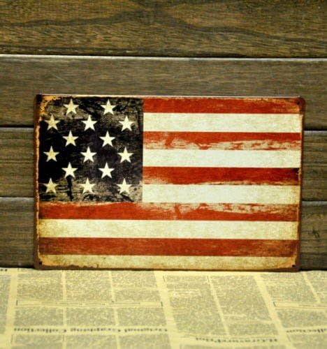 UOOPAI American Classic Car USA Flag Retro Metal Sign Rustic Poster Wall Art Bar Pub Home Vintage Deco