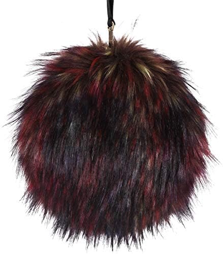 Purses and Handbags Fur, Faux Fur Wristlet Handbag Fluffy Round Shoulder Bag for Wedding and Party, 8.27" X8.27"