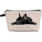 YULUENZE Cartoon Dog Gifts French Bulldog Makeup Bag Cute Small Organizer Bag with Zipper Cartoon Puppy Print Cosmetic Bag Birthday Gifts for Dog Lovers Women Friends