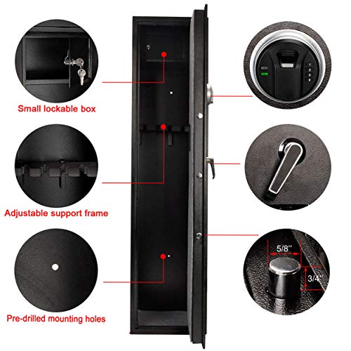 Moutec Large Biometric Rifle Gun Safe, Quick Access Fingerprint Rifle Gun Safe, 5-Gun Metal Rifle Gun Security Cabinet for Rifle with/Without Scope with Separate Pistol/Handgun Lock Box - Thumbnail 4