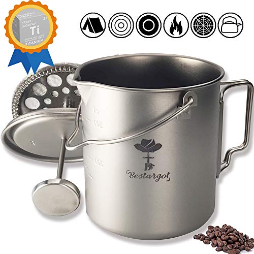 Bestargot Camping Titanium Topf Becher Tasse Outdoor, 750ml max French