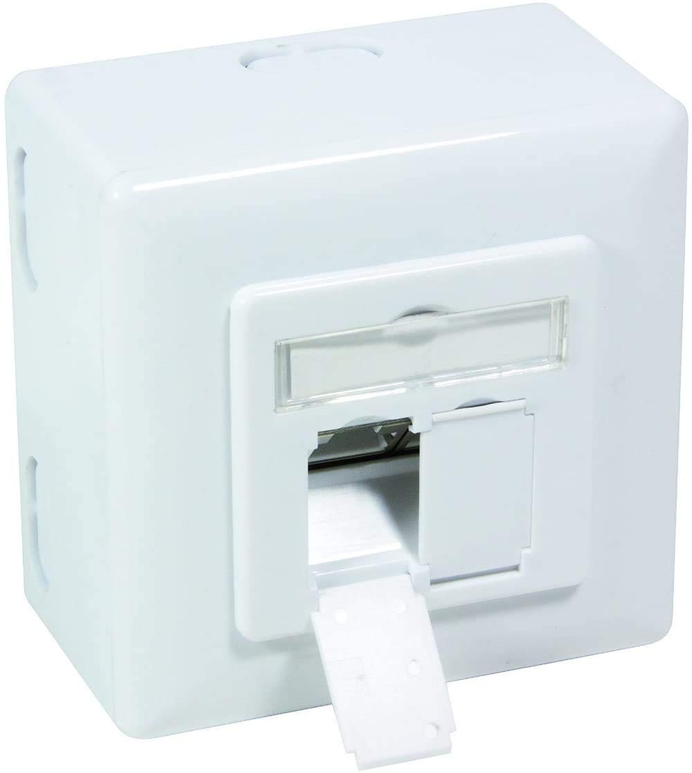BIGtec Flush-Mounted Network Socket CAT6 Universal LAN Socket Combination Socket Surface-Mounted or Flush-Mounted Gigabit Network Data Socket RAL9003 White for Installation Cable Cat.5 Cat.5e Cat.6 6a Cat.6
