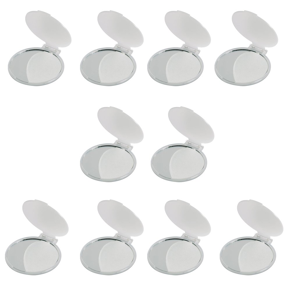 eBuyGB Compact Vanity Handbag Mirrors Folding Cosmetic Mirror Toiletry Bag, Transparent, 10 Count (Pack of 1)