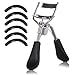 BEAKEY Eyelash Curler with 6 Pcs Refill Pads, Spring Loaded Lash Curler with No Pain Design, Shape Gorgeous & Natural Looking Eyelashes in Seconds