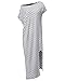 ZANZEA Womens Round Neck Striped Irregular Long Maxi Dress Kaftan Dress Cover Up Stripe 2XL