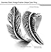 LEEYA NL25 Stainless Steel Rings for Men Women Biker Ring Vintage Feather, Size 7-12 (8, Silver)